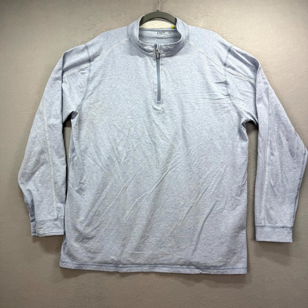 Tasc 1/4 Zip Golf Pullover Men 2XL Blue Stretch Performance Long Sleeve Athletic